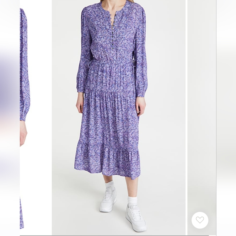 Rebecca Minkoff Esme dress long sleeve midi floral purple M